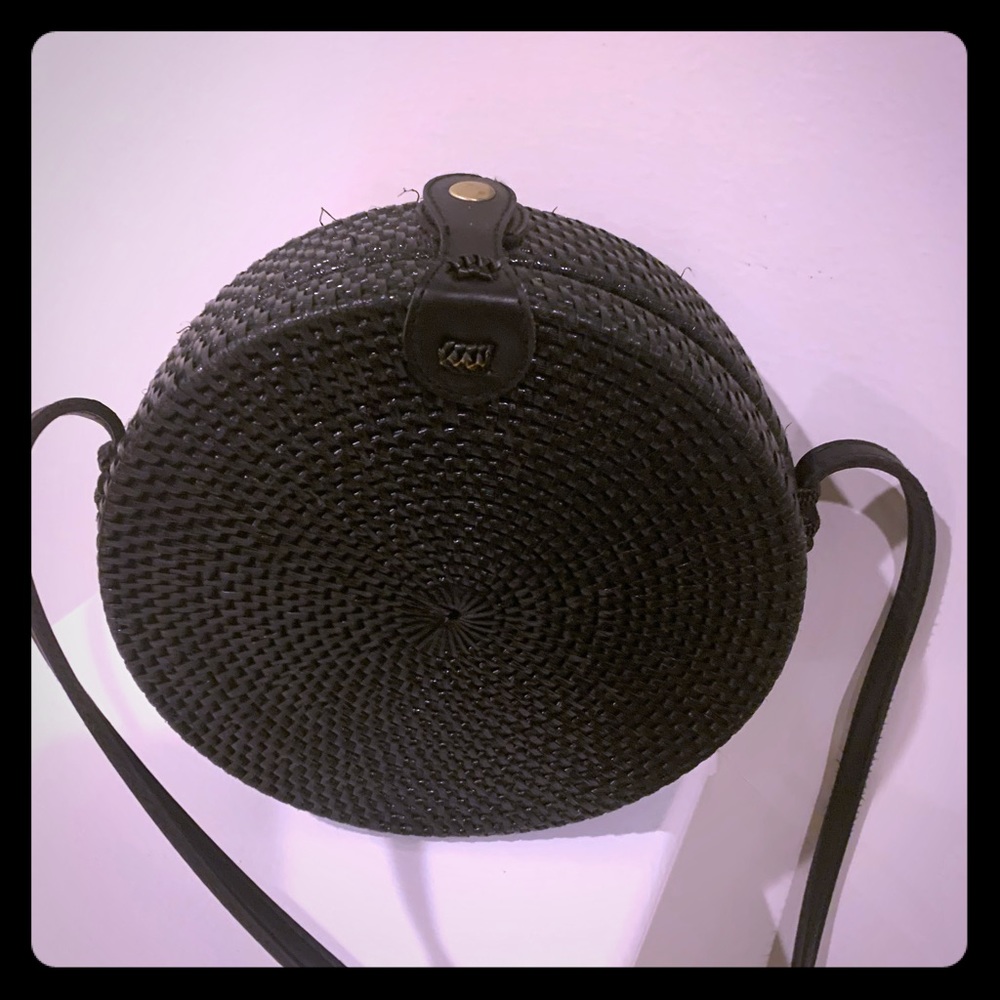 Black Raffia Shoulder Bag